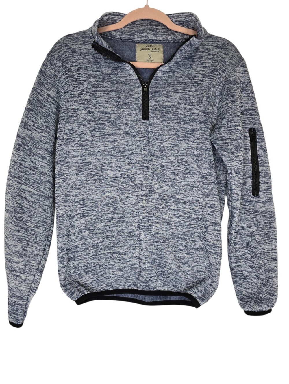 Jackson Hole Outerwear blue heathered space-dye 1/4 zip fleece jacket